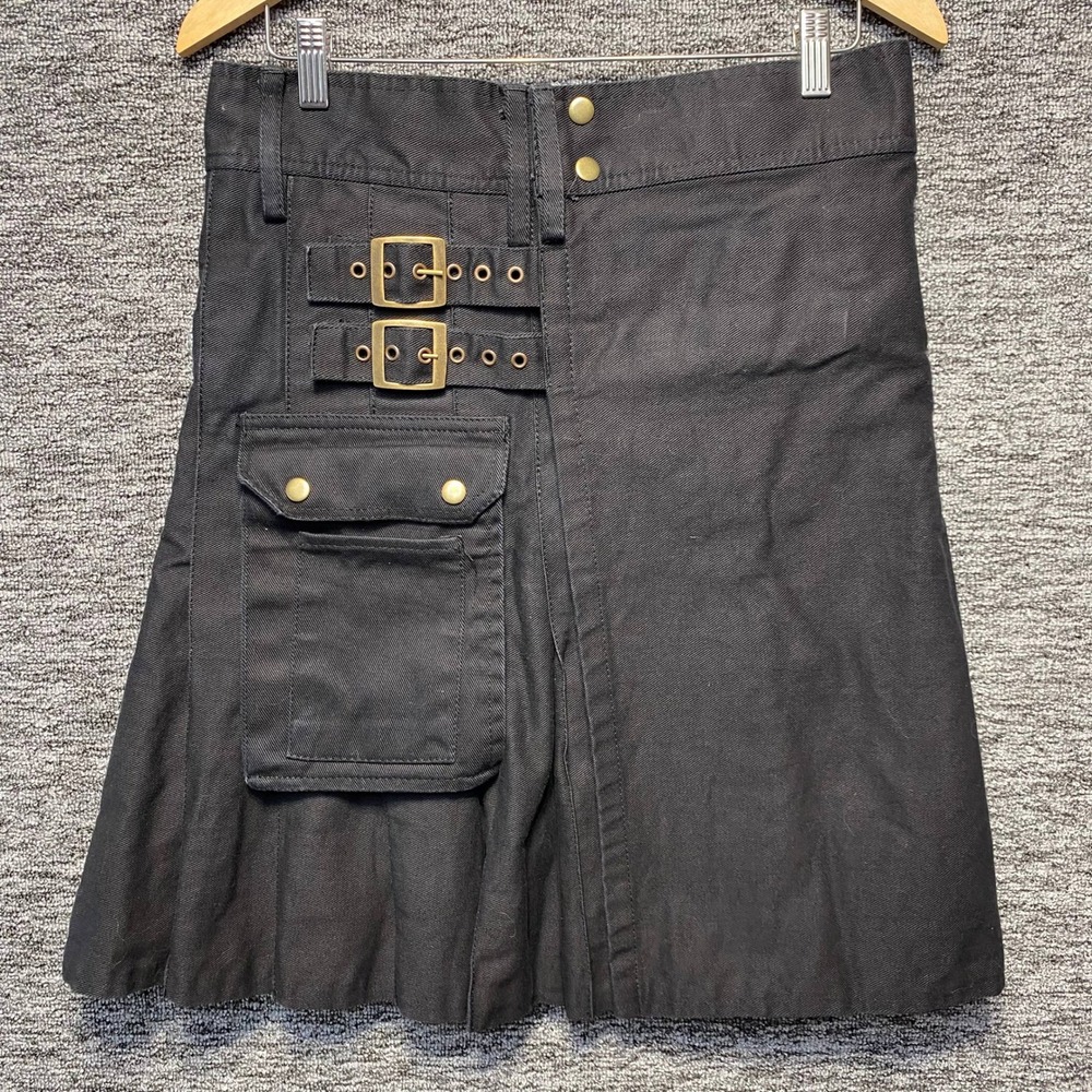 Five Rivers Black Utility Kilt Size 34 Tactical Cargo Gothic Punk Heavy Ren Fest